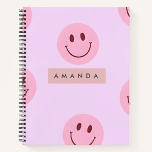 Persoonlijke Pastel Lavendel & Roze Smiley Face Notitieboek