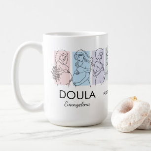 Persoonlijke Pastel Lijnkunst DOULA Koffiemok
