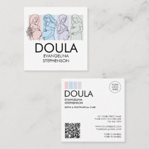 Persoonlijke Pastel Lijnkunst DOULA Vierkante Visitekaartje