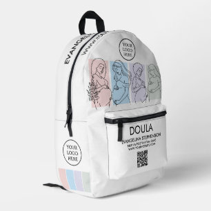 Persoonlijke Pastel Lijnkunst DOULA Zakelijke Uitr Bedrukte Rugzak