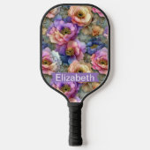 Persoonlijke Pastel Pioen Bloem Pickleball Paddle (Voorkant)