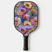 Persoonlijke Pastel Pioen Bloem Pickleball Paddle (Achterkant)