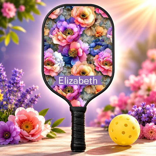 Persoonlijke Pastel Pioen Bloem Pickleball Paddle