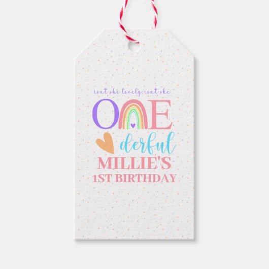 Persoonlijke Pastel Regenboog Gift Tags Cadeaulabel (Voorkant)