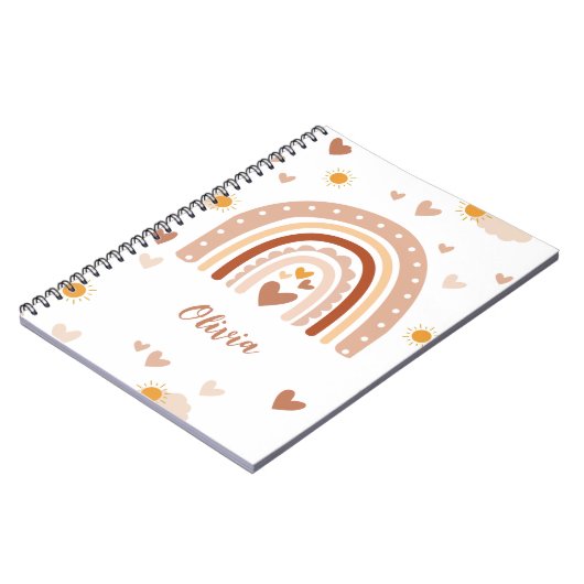 Persoonlijke Pastel Regenboog Notitieboek (Linkerzijde)