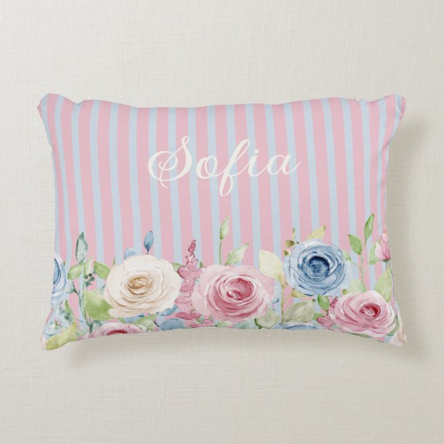 Persoonlijke Pastel Roze Boeket coquette  Accent Kussen (Voorkant)