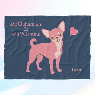Persoonlijke Pastel Roze Chihuahua Valentijn Fleece Deken