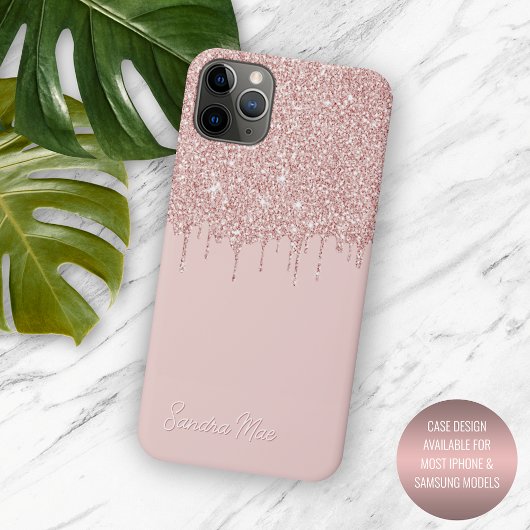 Persoonlijke Pastel Roze Roze Goud Glitter Kunst Case-Mate iPhone Case