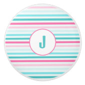 Persoonlijke Pastel Strepen Monogram Keramische Knop (Voorkant)
