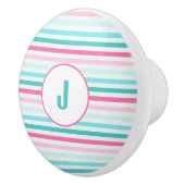 Persoonlijke Pastel Strepen Monogram Keramische Knop (Rechts)