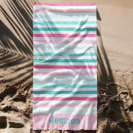 Persoonlijke Pastel Strepen Strandlaken