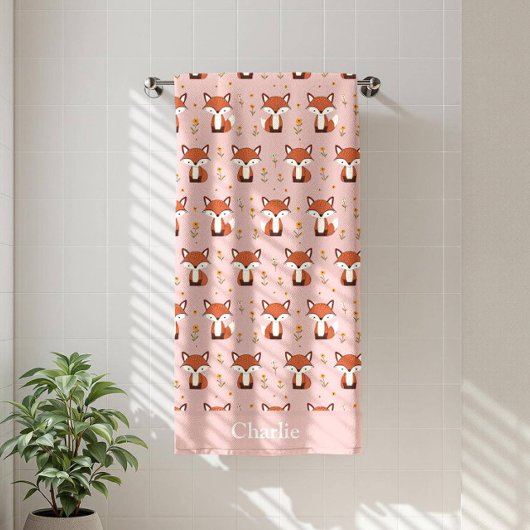 Persoonlijke Pastel Vos Kids Badhanddoek