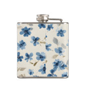 Persoonlijke Pastel Waterverf Blauwe Bloem Heupfles (Achterkant)