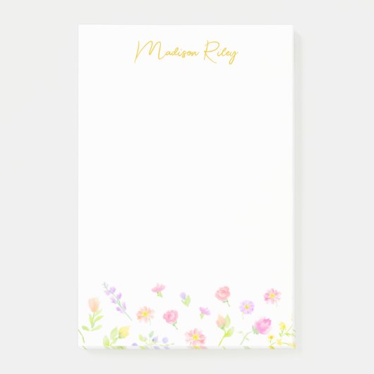 Persoonlijke pastel wilde bloem gouden Post-It-not Post-it® Notes (Voorkant)