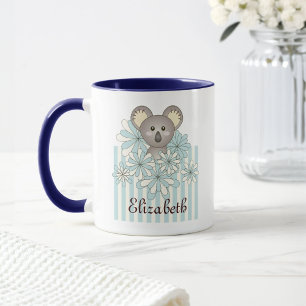 Persoonlijke Pastelblauwe Cute Koala Beer Kinderen Mok