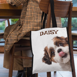 Persoonlijke Pastelbruine Hond Foto Boodschappenta Tote Bag