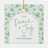 Persoonlijke pastelgroene Vrede + Vreugde Keramisch Ornament (Achterkant)