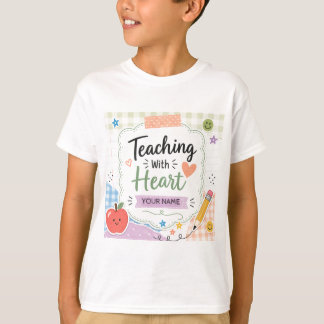Persoonlijke Pastelkleurige Gingham 'Onderwijzen M T-shirt