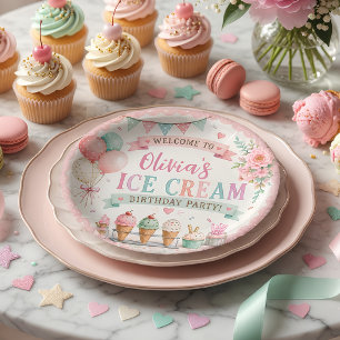 Persoonlijke Pastelkleurige IJsverjaardag Papieren Bordje
