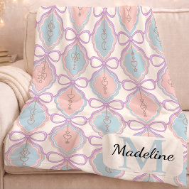 Persoonlijke Pastelkleurige Strikken Monogram Naam Fleece Deken