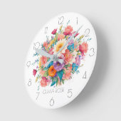 Persoonlijke Pastelkleurige Waterverf Bloemenboeke Ronde Klok (Hoek)