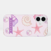 Persoonlijke Pastelkleurige Zeeschelp Kust Aangepa iPhone 16 Hoesje (Achterkant horizontaal)