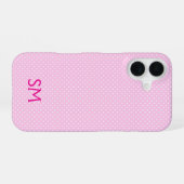 Persoonlijke pastelroze polkadot-hoes voor telefoo iPhone 16 hoesje (Achterkant horizontaal)