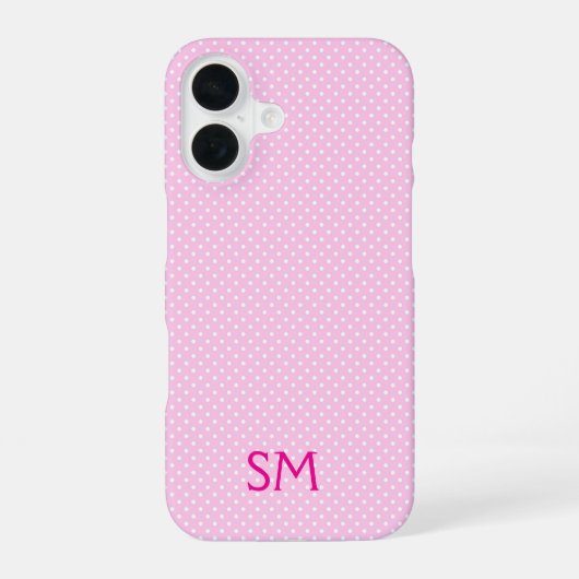Persoonlijke pastelroze polkadot-hoes voor telefoo iPhone 16 hoesje (Achterkant)