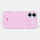 Persoonlijke pastelroze polkadot-hoofdhuid iPhone 16 hoesje (Achterkant horizontaal)