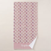 Persoonlijke pastelroze pootafdruk badhanddoek (Badhanddoek)