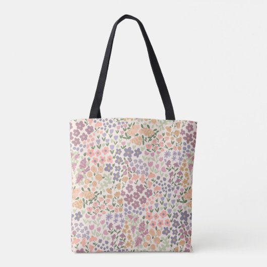 Persoonlijke Patchwork Bloem- en Streepjes Boodsch Tote Bag (Achterkant)