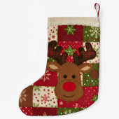 Persoonlijke patchwork rendier kleine kerstsok (Achterkant)