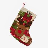 Persoonlijke patchwork rendier kleine kerstsok (Voorkant (Hangend))