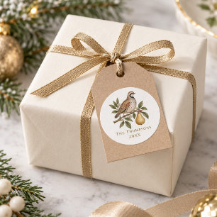 Persoonlijke Patrijs in een Perenboom Kerstmis Ronde Sticker