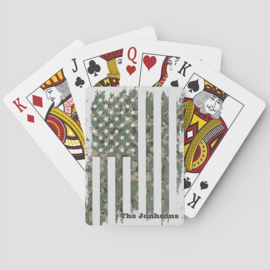 Persoonlijke Patriotische Familienaam Amerikaanse  Pokerkaarten (Achterkant)