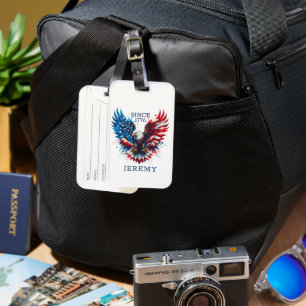 Persoonlijke Patriotische Kleuren Amerika Krachtig Bagagelabel