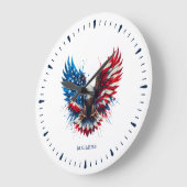 Persoonlijke Patriotische Kleuren Amerika Krachtig Grote Klok (Hoek)
