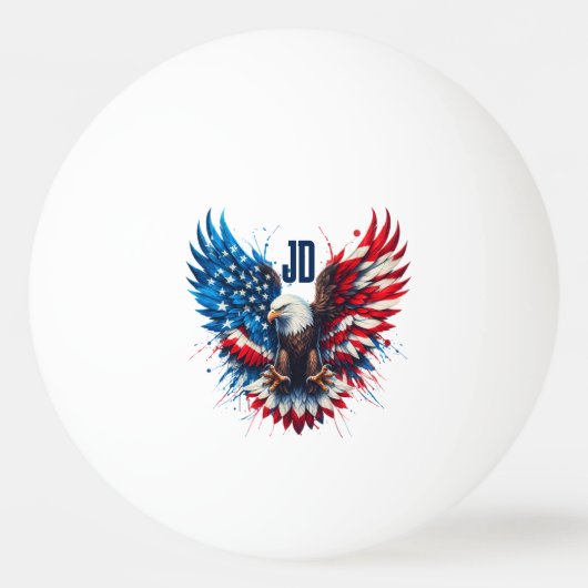 Persoonlijke Patriotische Kleuren Amerika Krachtig Pingpongbal (Voorkant)