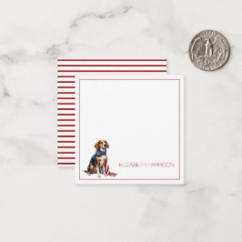 Persoonlijke Patriottische Hound Dog 4 juli Notitiekaartje