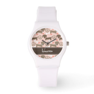 Persoonlijke Peace Love Doxie Horloge