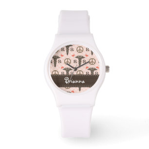 Persoonlijke Peace Love Pharmacy Horloge
