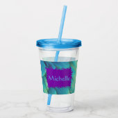 Persoonlijke peacock-bekerbeker met deksel en stro acryl drinkbeker (Achterkant)