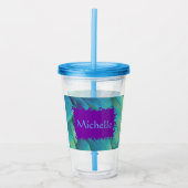 Persoonlijke peacock-bekerbeker met deksel en stro acryl drinkbeker (Voorkant)