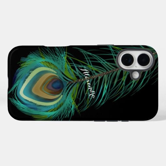 Persoonlijke peacock-veren Case-Mate iPhone case (Achterkant (horizontaal))