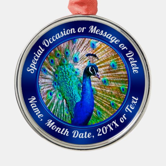 Persoonlijke, Peacock-versieringen, elke gelegenhe Metalen Ornament (Voorkant)