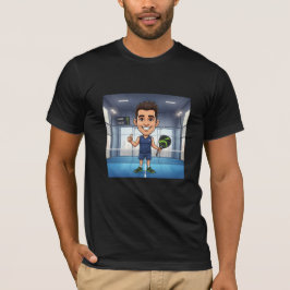 Persoonlijke Peddel Speler Cartoon Caricatuur T-shirt