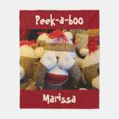 Persoonlijke peek-a-boo Sock-aap Fleece Deken (Voorkant)