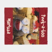 Persoonlijke peek-a-boo Sock-aap Fleece Deken (Voorkant (Horizontaal))