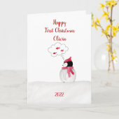 Persoonlijke Peggy Penguin 1-kerstkaart Kaart (Gele Bloem)