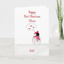 Persoonlijke Peggy Penguin 1-kerstkaart